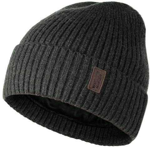 Wmcaps Mütze Herren Winter, Thermo Strickmützen für Herren, Warme Fleece Laufmütze Beanie Damen Herrenmütze Winter, Winddichte Wintermütze Männer Gefütterte und Gepolsterte Unisex-Mütze(Edles Grau)