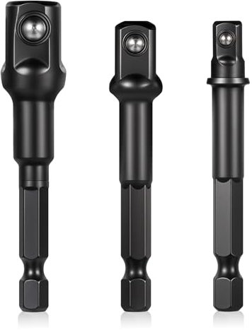 Schlagfeste Steckschlüsseladapter Schwarz Stecknuss Adapter 6-teilig Akkuschrauber Stecknuss Adapter 1/4 to 3/8 Zoll Steckschlüssel und Nuss Set für Akku-Bohrschrauber Bohrmaschine und Treiber