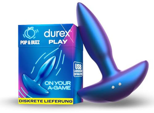 Durex Pop & Buzz vibrierender Analplug - Anal-Vibrator für Frauen, Männer & Paare - Sexspielzeug mit Vibration in 7 Stufen - Wasserdichtes Sex Toy, leise & USB-aufladbar