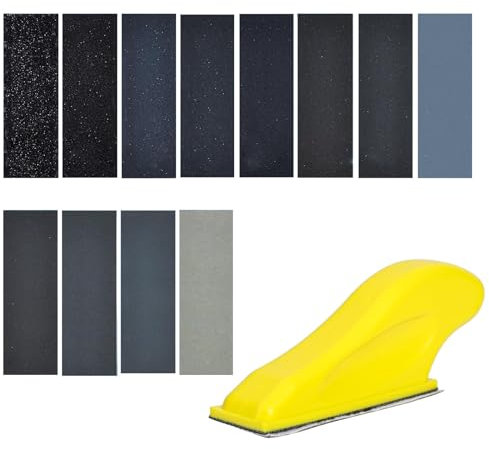 Eidoct 80Pcs Sandpaper Set with Handle Sanding Tools 9 x 3cm Wet and Dry Sandpaper Paper 120 To 5000 Grit Metal Sandpaper for Wood Work Finishing DIY Project Car Walls Narrow Corner Polishing Sanding