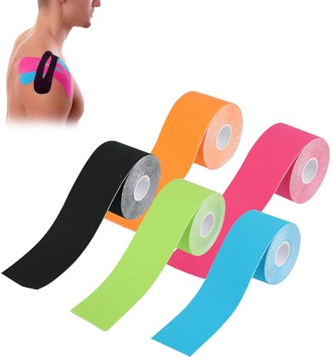 Kinesiotapes - Tape Sport 5 Rollen - Truetape - Kinesiologie Tape - Physio Tape - Sport Tape (5cm x 5m, 5 Farben)