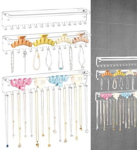 Schmuck-Wand-Organizer, Halterung für Halsketten – 3-facher Schmuckständer für Armbänder an der Wand | Wandhalterung für Halsketten und Schmuck für Zuhause, Schlafzimmer