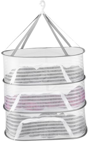 Angoily 3nivel Verduras Secas para Colgar Ropa Organizador De Malla Colgante De Tendedero para Suéteres Cesta para Secar Ropa Interior