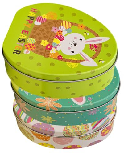 minkissy Set di Scatole di Cioccolatini Pasquali 3 Pezzi Contenitori per Biscotti in Metallo Porta Caramelle Tema per Decorazioni