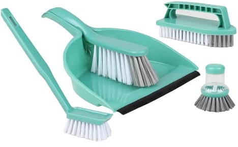 PALIO 5-Piece Cleaning Set: Dustpan, Brush and Brushes, 5 Assorted Colors