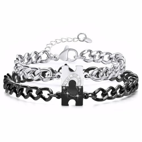 Partnerarmbänder 2 Stück Armbänder für Paare Verstellbar Partner geschenke Armband Partner Titan Stahl Material Partner armband Passend Liebe Weihnachten Jahrestag Hochzeit Geburtstag Valentinstag