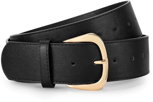 WERFORU Damen Breiter Gürtel für Kleider Damen Ledergürtel mit Goldschnalle, 4.8 cm Breit