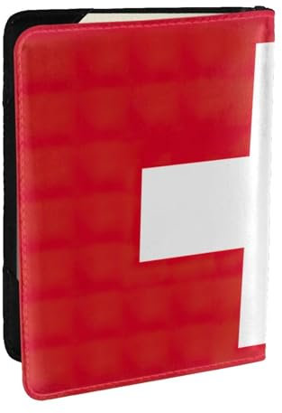 Reisepasshülle mit Schweizer Flagge, Brieftasche, Reisepasshülle für Karten und Dokumente, Schwarz , Einheitsgröße