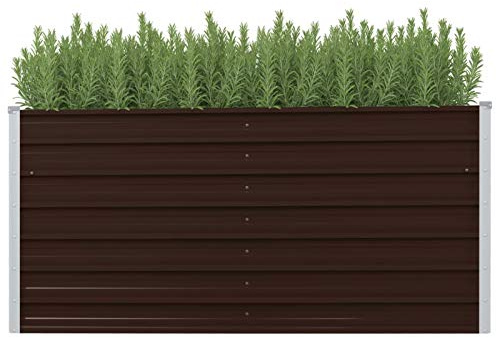 IKAYAA Hochbeet Metall Hochbeet Pflanzkübel Hochbeete für Garten Garten Beet für Gemüse Kräuter Blumen Gartenbeet Gemüsebeet-Braun-160 x 40 x 77 cm