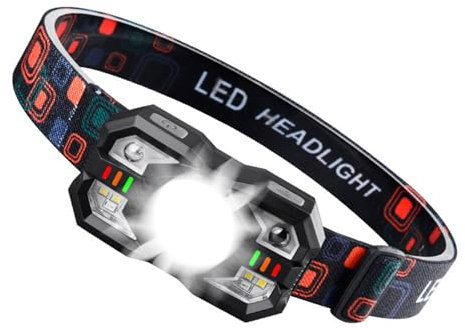 Frontale Led, Lampada Frontale USB Ricaricabile, Torcia Frontale LED Ricaricabile, Con Sensore Di Movimento per Jogging, Campeggio, Pesca, Ciclismo, Emergenze