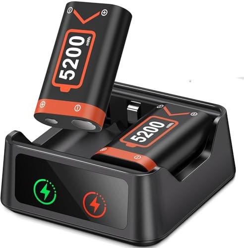 DXKK Battery Charger Sets for Xbox One/Elite, 2X5520mWh Charger Battery Pack for Xbox Series X/S Wireless Controllers