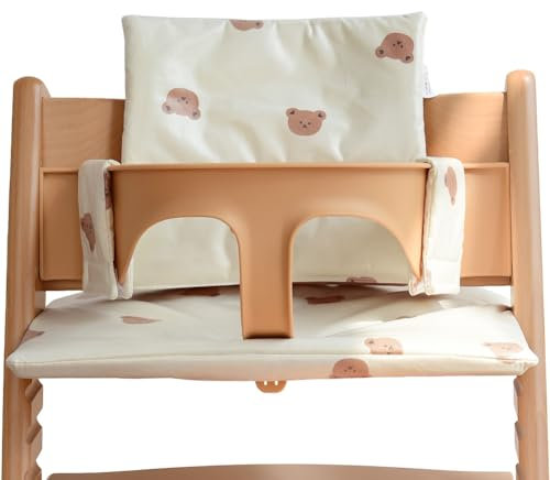 Vicloon 2-teilig Hochstuhl Sitzkissen, Passend für Stokke Tripp Trapp Kinderhochstuhl, Weiches Hochstuhlkissen mit Klettverschluss, Abnehmbar, TPU Beschichtung, Einfachen Reinigung und Befestigung-Bär