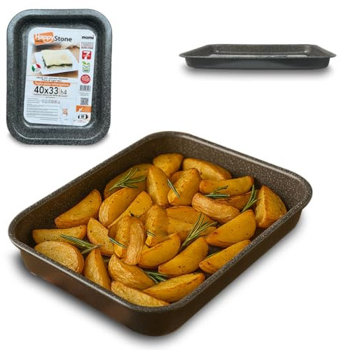 Arca, Teglia Rettangolare Bassa 40x33x4 cm per Forno, Antiaderente e Bordata, Adatta alla Lavastoviglie, Ideale per Pizza e Altre Ricette, in Alluminio, Made in Italy