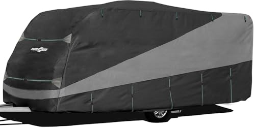 BRUNNER Wohnwagen-Abdeckplane Caravan Cover Design 12M 7,5m-8m x2,5m x2,2m | Schutzhülle 4-lagiges hochwertiges TNT-Gewebe, Atmungsaktive Abdeckung, UV-Beständig für Winter UND Sommer, Wasserabweisend