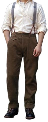ORANDESIGNE Pantalon en Velours Côtelé Homme Rétro Années 1920 Pantalon de Costume Élégant Coupe Droite A Marron L