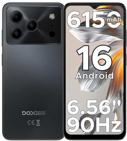 DOOGEE Note 56 Android 16 Smartphone Ohne Vertrag, 6150mAh Akku, 8,45mm Ultradünn + 6.56 HD + 90Hz Handy Günstig, Octa Core, 24 GB + 64 GB/ 2TB TF, 4G Dual SIM Simlockfreie Handys, Face ID/OTG/GPS