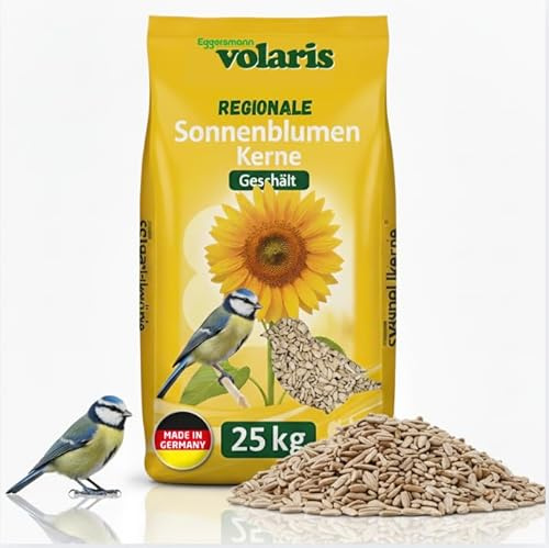 Eggersmann volaris Graines de tournesol - Nourriture pour oiseaux sauvages - 25 kg - Épluchées - Nourriture pour oiseaux sauvages toute l'année - Graines de tournesol pelées, riches en graisse et en