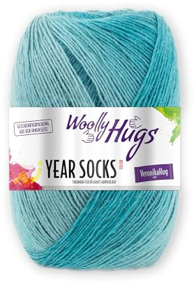 Woolly Hugs Year Socks 100 g – Sockenwolle/Dochtgarn mit Degradé-Farbverlauf, Perfekt für Double-Face Stricken, Strickgarn für Socken, Schals & Accessoires (08 | August)