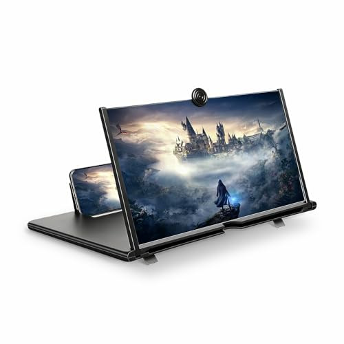 XIMAND for 14 Mobile Phone Screen Magnifier 3D HD Projector Screen for Movies, Videos, Foldable Stand with Screen Amplifier, Supports All Smartphones,14 inches