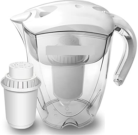 Jarra de agua alcalina mineral 3,5L con filtro ionizador-Filtros 400L filtración y purificación Alcalinizador en el sabor del agua. Fácil instalación