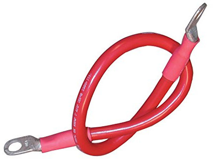 Ancor 189131 Marine Grade Electrical Premium Tinned Boat Battery Cable Assemblies (4-Gauge, Size 3/8 Stud, Red, 18-Inches-Pack)