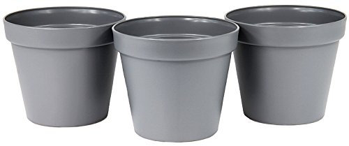 3-er Set Blumenkübel Blumentopf Pflanzkübel Pflanztopf Grau 3 x 15 cm