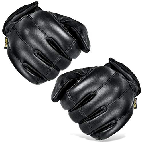 Black Snake Security Quarzsandhandschuhe Defender Einsatzhandschuhe aus echtem Leder - S - Schwarz/Kevlar
