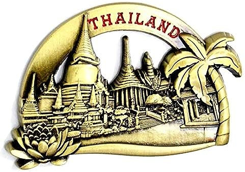 Unique Design Stylish Metal Fridge Refrigerator Kitchen Magnet Home Decor Holiday Souvenir Gift from Paris Venice Rome Prague Barcelona Amsterdam New York Dubai Thailand … (Thailand)