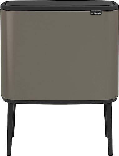Brabantia Bo Touch Bin - 11L + 23L Inner Buckets (Platinum) Waste/Recycling Kitchen Bin with Removable Compartments + Free Bin Bags