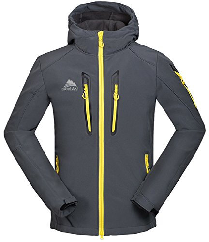 CIKRILAN Herren Wasserdicht Outdoor Sport Softshelljacke Funktionsjacke Winddicht Kapuze Warm Fleece gefüttert Mantel (X-Large, Grau1615)