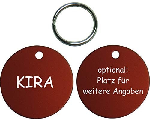 einfache runde Hundemarke mit Gravur auf beiten Seiten (M (30mm), rot)
