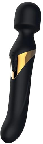Dorcel Dual Orgasms Double Ended Sex-Toy Wand and Vibrator with Beads 100% Silicone, Black and Gold