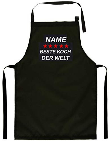 Ferocity Personalisierter Kinderschürze Kind Malschürze Kunstkittel Kochschürze Apron Werkschürze mit einem motiv schwarz Beste Koch Name [074]