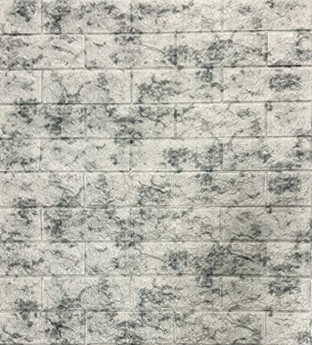 Papel tapiz 3D para pared ladrillo autoadhesivo adhesivo de pared impermeable placa de pared revestimiento de pared autoadhesivo en apariencia de piedra, Mármol gris., 5 piezas