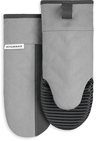 KitchenAid Beacon Two-Tone Non-Slip Oven Mitt Set, Cool Grey/Frost Grey, 5.75x13, 2 Piece