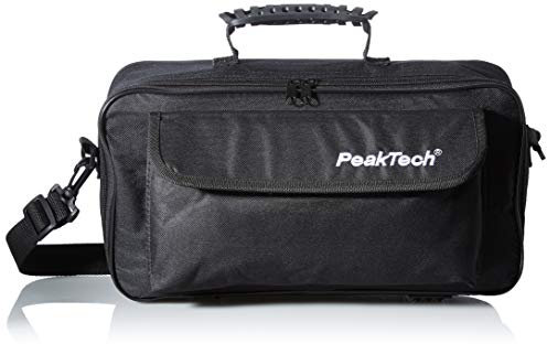 PeakTech 7400 – Tragetasche für Oszilloskope & Messgeräte, Transporttasche mit Polsterung, Zubehörtaschen mit Klettverschluss, Schultergurt, Stabiler Handgriff – 380 x 210 x 140 mm (Schwarz)