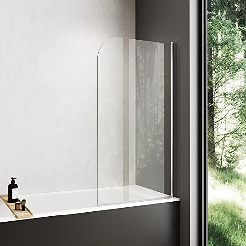 Meykoers Duschabtrennung 80x140cm Duschwand für Badewanne, 180°Single Faltbar Duschwand Badewannenaufsatz mit 6mm Nano Easy Clean Glas