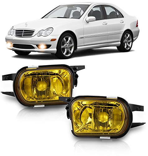 TangMiGe Nebelscheinwerfer für Mercedes Benz W203 S203 CL203 C209 A209 C215 R171, C Klasse Sportcoupe CLC Klasse CLK Klasse S Klasse Coupe CL Klasse SLK, 05/2000-12/2011, HB4, 1 Paar, Gelb Objektiv
