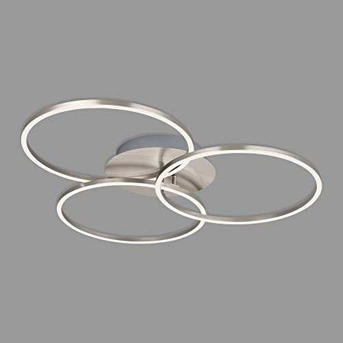 BRILONER - LED Deckenlampe dimmbar in Stufen, schwenkbar, warmweiße Lichtfarbe, LED Lampe, Deckenleuchte, Wohnzimmerlampe, Schlafzimmerlampe, Küchenlampe, 71,7x67,4x10,3 cm, Matt-Nickel