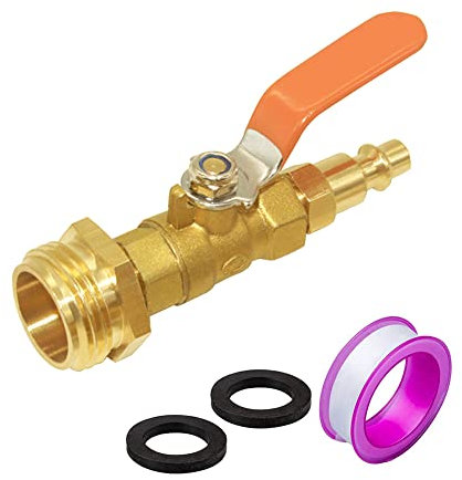 Hooshing Winterize Blowout Adapter mit 1/4 Zoll männlichem Schnellstecker und 3/4 Zoll Außengewinde GHT-Gewinde Winterize Schnelladapter mit Kugelhahn für Wohnmobil, Reiseanhänger, Boot