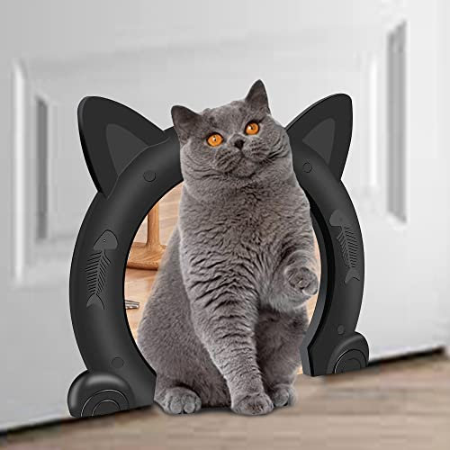 Cat Door Interior Door No-Flap Cat Door Fits Both Solid and Hollow Indoors Door Pet Doors for Cat, Easy DIY Setup (Black ,L)