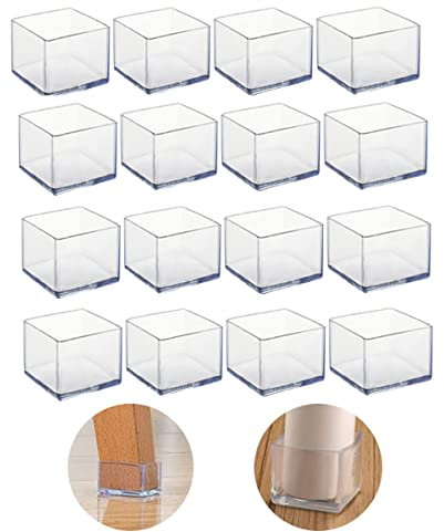 Lot de 16 protecteurs de Pieds de Chaise carrés en Silicone de 30 x 30 mm pour Pieds de Chaise, Capuchons de Pieds de tabourets pour éviter Les Rayures sur Les sols en Bois Dur et réduire Le Bruit