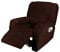 Housse de Fauteuil Inclinable Relax 1 Pièce en Velours - Extensible, Lavable, Pour Fauteuil de Massage - Protecteur de Fauteuil Inclinable (1 Place, 4 Pièces, Marron)