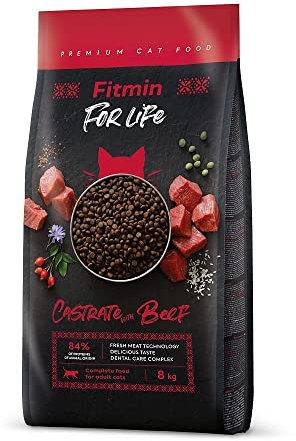Fitmin For Life Cat - Castrate - Beef | Trockenfutter für Katzen | 8 kg