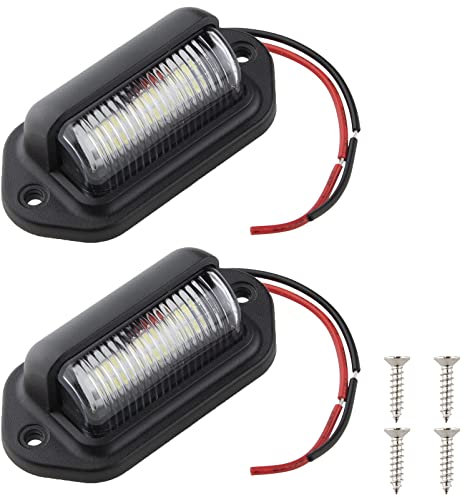 Effitnee Number Plate Lights, 12V-24V Universal License Plate Lamp 6 SMD Step Courtesy Lights For Car Trailer Vehicle Truck UTE Van Caravan Lorry Boat (2Pcs)