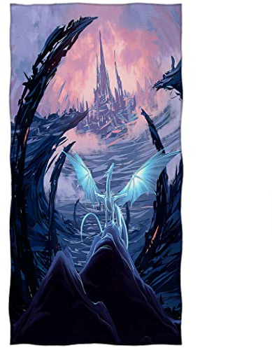 Violetpos Badetuch Drache Burg aus Felsen 70 cm x 140 cm Strandtuch