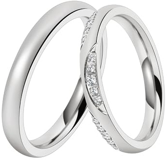 DOOSTI Trauring/Ehering/Partnerring - Chirurgischer Edelstahl 316L - hochwertiger Edelstahlring - Damen und Herren Variante - Mit Gratis Wunschgravur (Ring mit Zirkonia, 58)