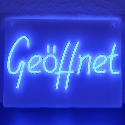 Geöffnet, blau Neonlicht LED Neon Schild USB Licht Lampe Reklame Leuchte Party Nachtlicht Wand Dekoration Hintergrund Beleuchtung Deko Wandleuchte Disko BAR Deko Laden Schaufenster Kiosk Club