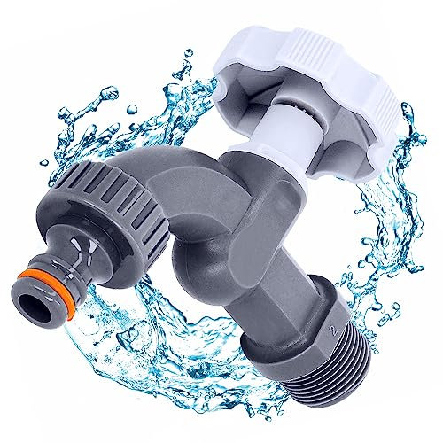 Auslaufhahn, Wasserhahn Garten Kunststoff 3/4,Ersatz-Hahn Auslaufventil für 1000L Mauser IBC-Tank | Wassertank Universal Adapter, Tonnenfassventil, Gartentankventil, Eimer Wasserabsperrventil
