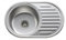 ANW HOME Fregadero de cocina de acero inoxidable con escurridor 77x50 cm con sifón, pequeño fregadero redondo, fregadero de montaje superior de un solo seno satinado